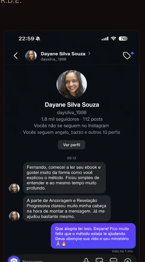 Depoimento original de Dayane